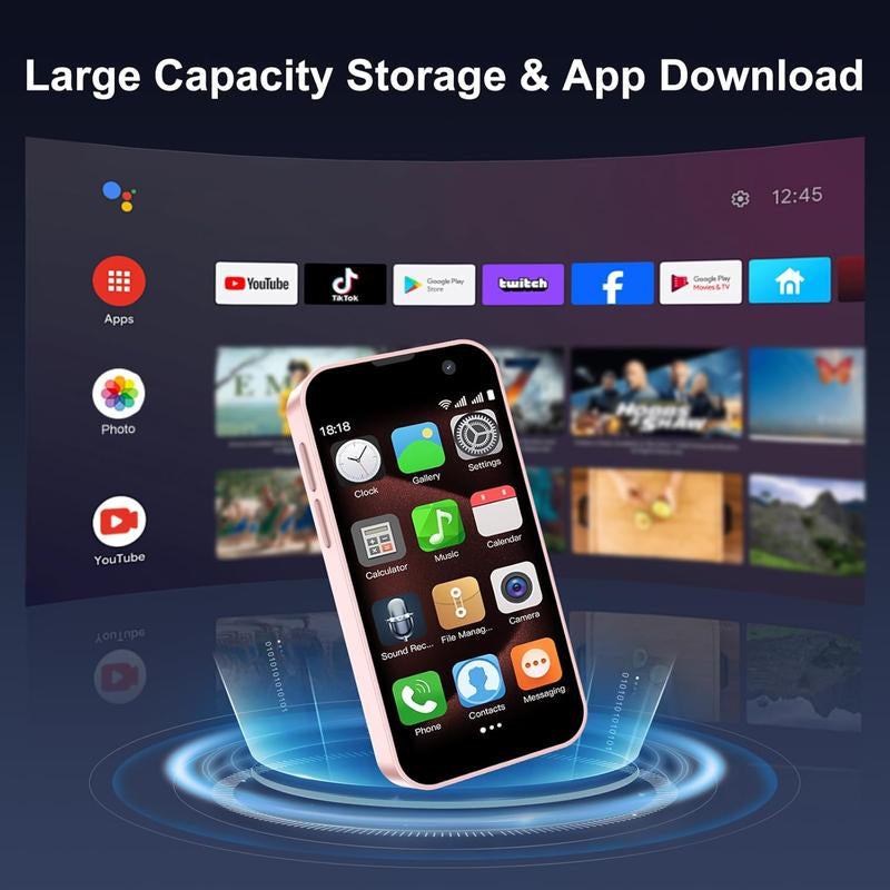 Mini Phone Unlocked Mini Smartphone for Kids 3.0" HD Touch Screen Smallest Cell Phone Quad Core Dual Sim Card Face ID Android Compact Small Mobile Phones for Student Pocket 2GB+16GB Blue