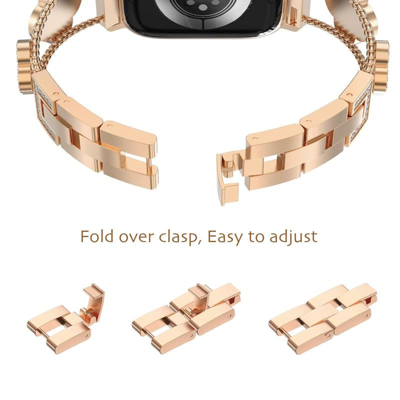 Casing Bee Blossom Radiance Stainless Steel Watch Band for Smart Watch, Bracelet Wristband Compatible with Smart Watch Series Wearable Luxury