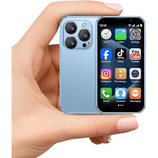 Mini Phone Unlocked Mini Smartphone for Kids 3.0" HD Touch Screen Smallest Cell Phone Quad Core Dual Sim Card Face ID Android Compact Small Mobile Phones for Student Pocket 2GB+16GB Blue